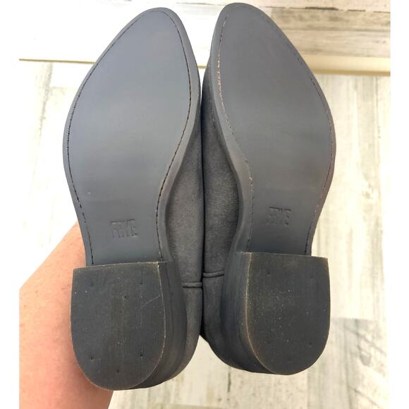 Frye Womens 9 Gray Suede Leather Heeled Pointed Toe Western Ankle Booties NEW - Picture 7 of 9